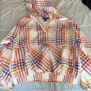 A pullover windbreaker